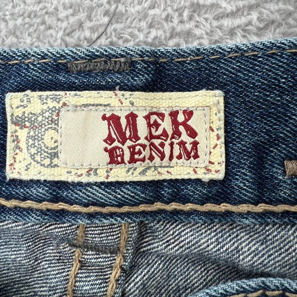 MEK Denim Cody Straight Leg Jeans Size 40 Blue Mens Embroidered Y2K Rugged Style